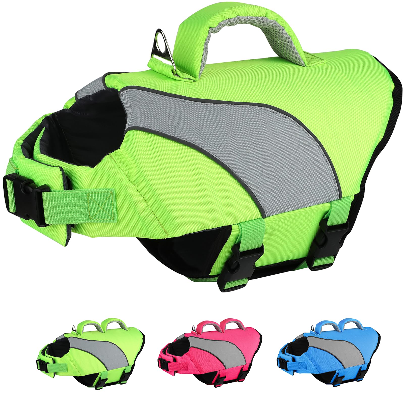 Dog Life Vest for Swimming Doglay Dog Life Jacket Adjustable & Reflective and Boating High Buoyancy Swimming Safety Vest with Rescue Handles and D-Ring for Small Medium Large Dogs.