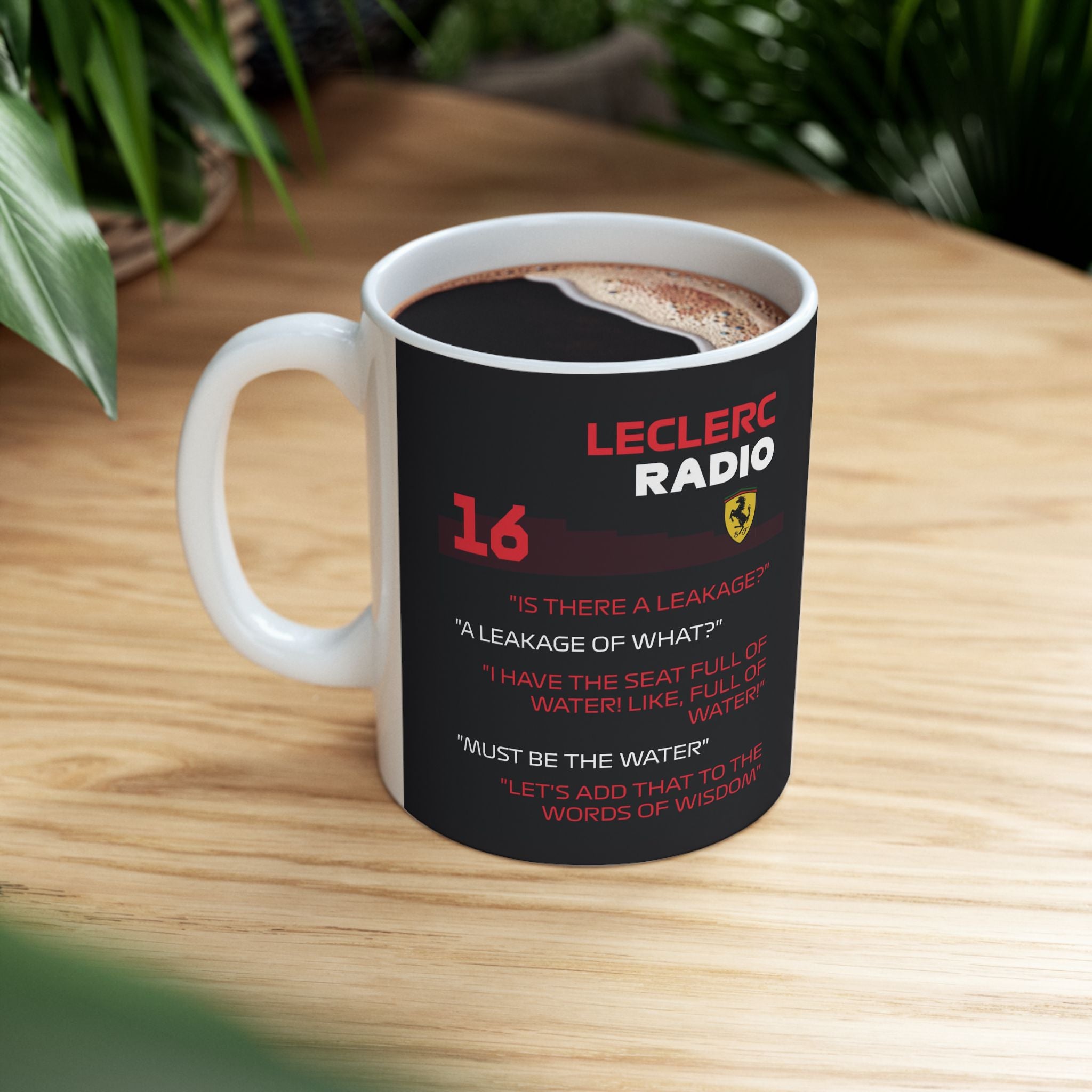 Formula 1 Team Radio Quote Mugs, F1 Fan Gift & Merch, Seat Full of Water