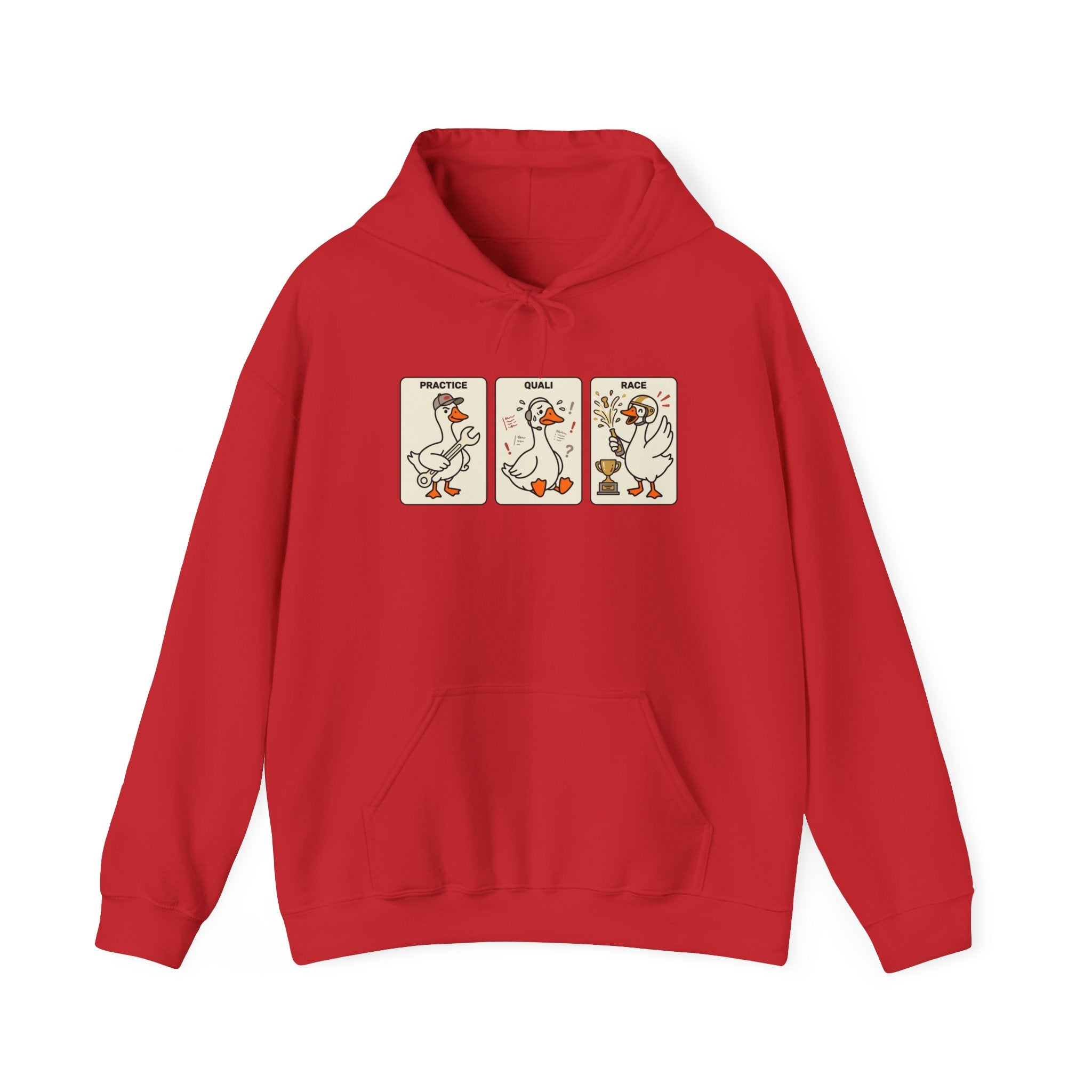 F1 Funny Goose Racing Hoodie – Practice Quali Race Silly Goose Hoodie, Motorsport Goose Sweatshirt, Cute Racing Fan Gift