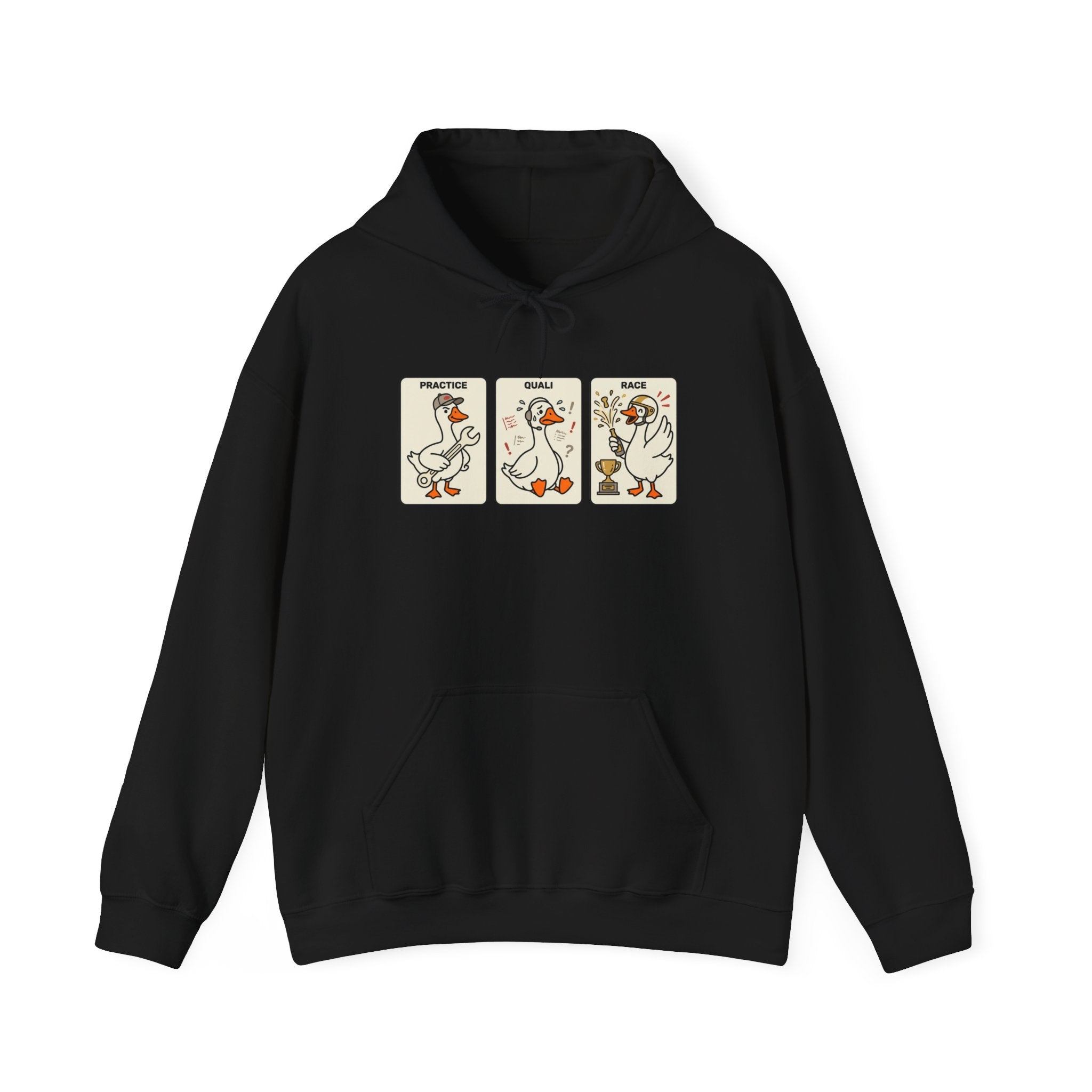 F1 Funny Goose Racing Hoodie – Practice Quali Race Silly Goose Hoodie, Motorsport Goose Sweatshirt, Cute Racing Fan Gift