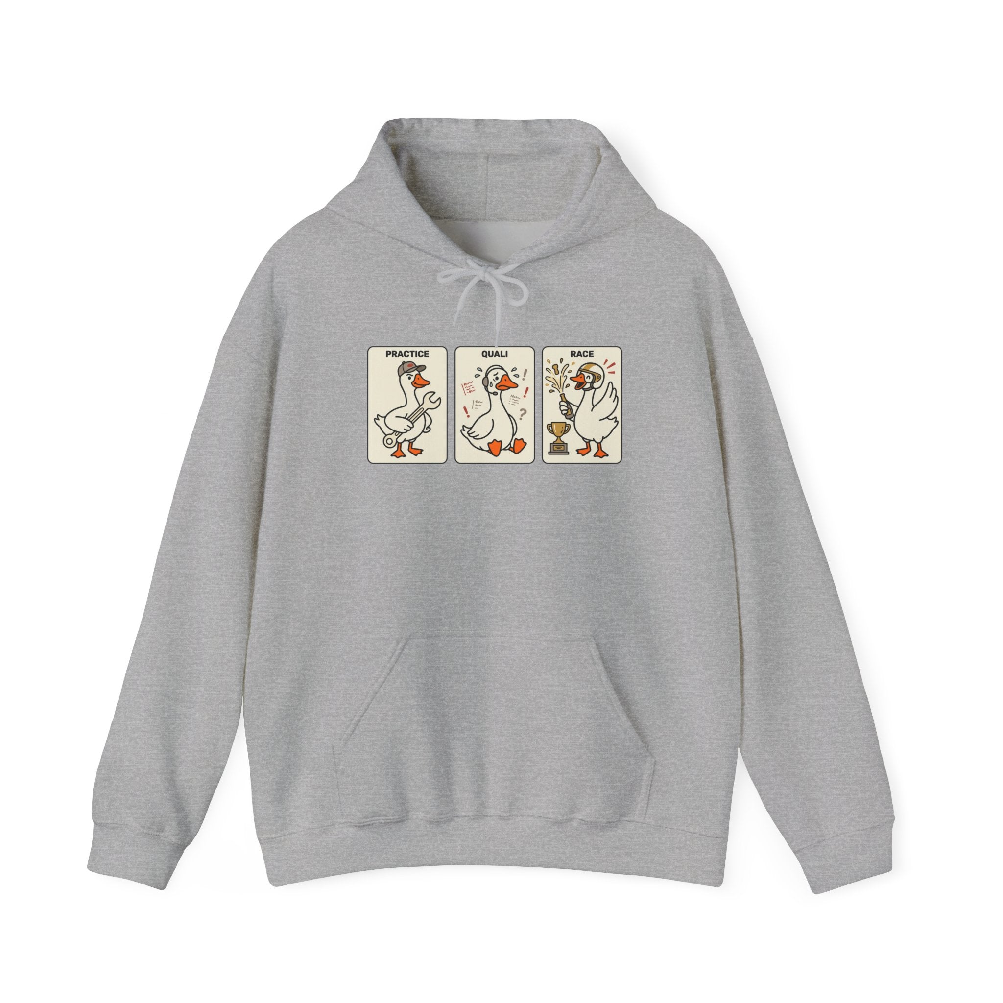 F1 Funny Goose Racing Hoodie – Practice Quali Race Silly Goose Hoodie, Motorsport Goose Sweatshirt, Cute Racing Fan Gift