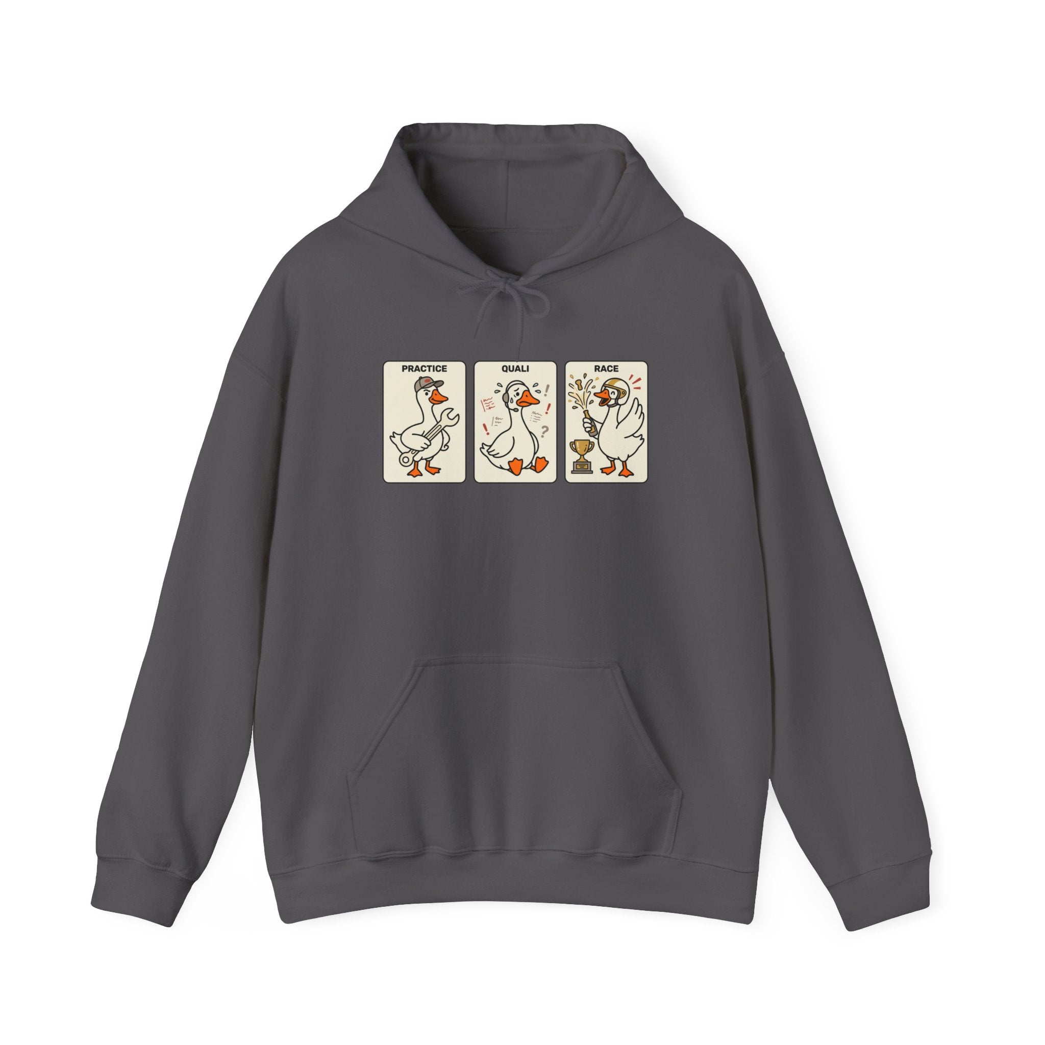 F1 Funny Goose Racing Hoodie – Practice Quali Race Silly Goose Hoodie, Motorsport Goose Sweatshirt, Cute Racing Fan Gift