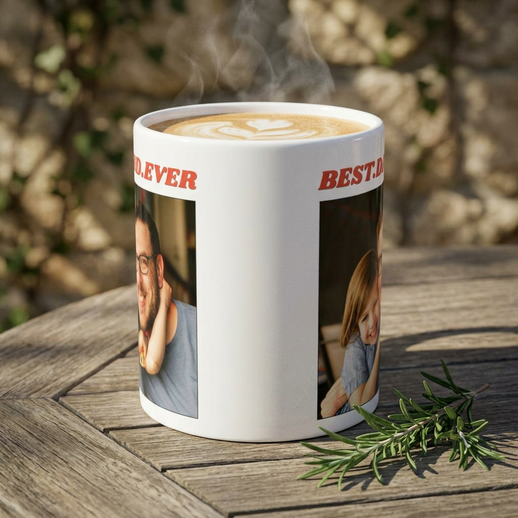 Custom Dad & Kids Photo Mug, Personalized Stoneware Mug, Best Dad Ever Coffee Cup, Father’s Day Gift from Kids, Custom Pottery Mug Gif