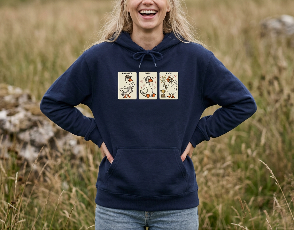 F1 Funny Goose Racing Hoodie – Practice Quali Race Silly Goose Hoodie, Motorsport Goose Sweatshirt, Cute Racing Fan Gift