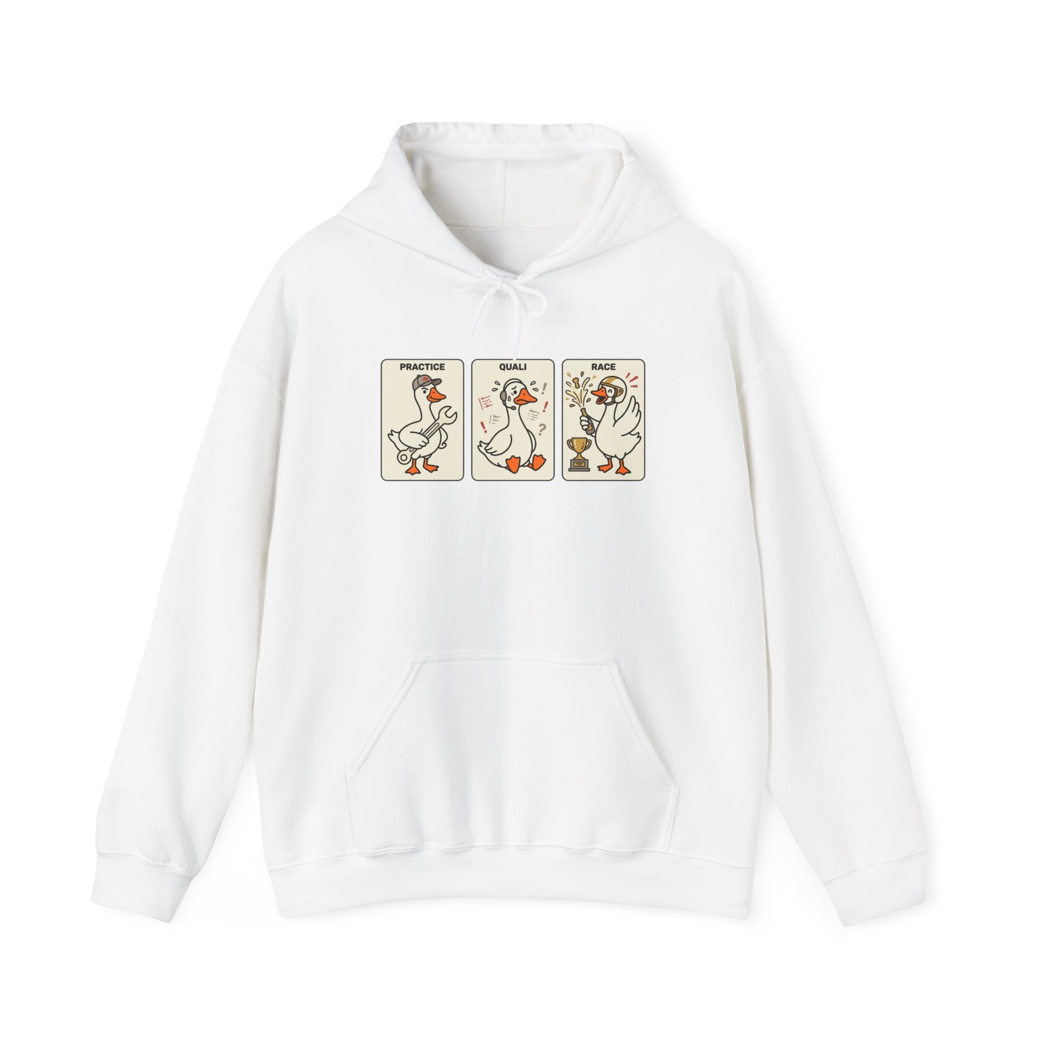 F1 Funny Goose Racing Hoodie – Practice Quali Race Silly Goose Hoodie, Motorsport Goose Sweatshirt, Cute Racing Fan Gift