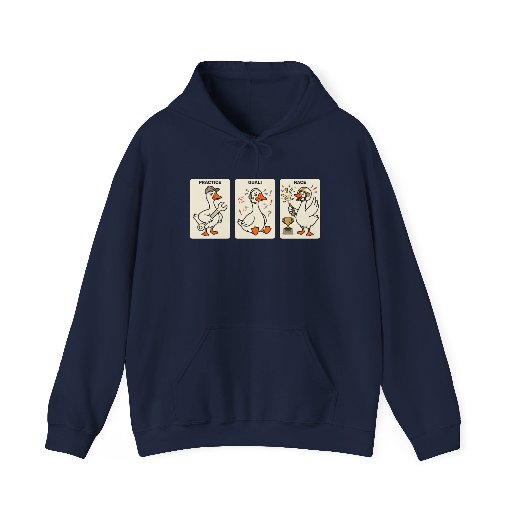 F1 Funny Goose Racing Hoodie – Practice Quali Race Silly Goose Hoodie, Motorsport Goose Sweatshirt, Cute Racing Fan Gift