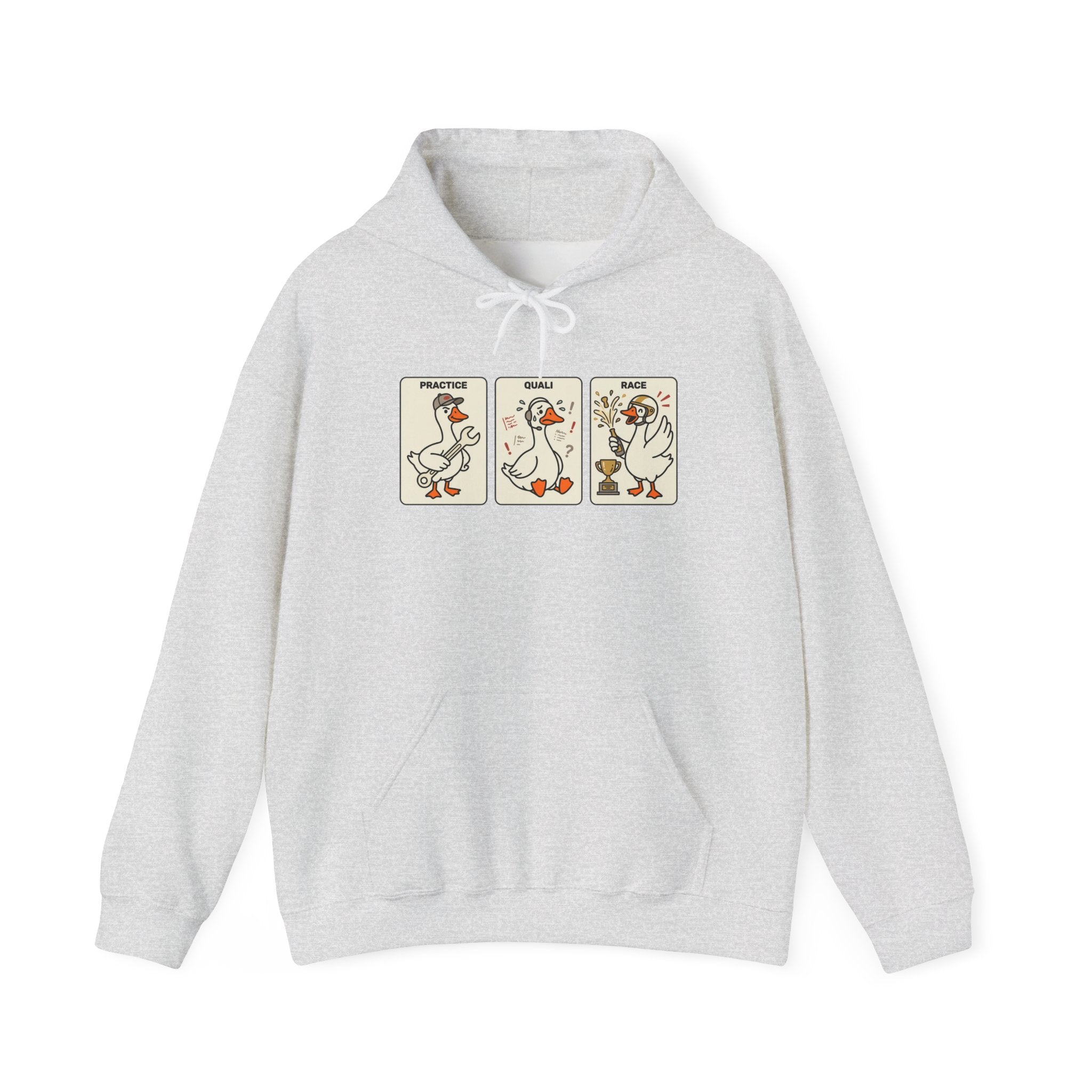 F1 Funny Goose Racing Hoodie – Practice Quali Race Silly Goose Hoodie, Motorsport Goose Sweatshirt, Cute Racing Fan Gift