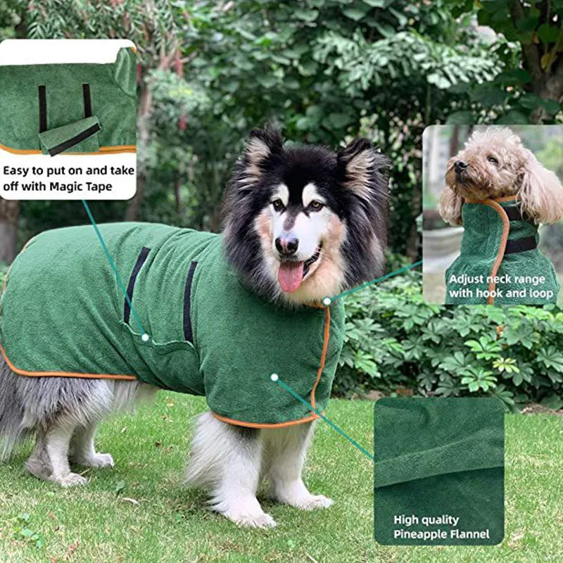 Pet Bathrobe Fast Drying Towel, QuickDry Pet Bathrobe