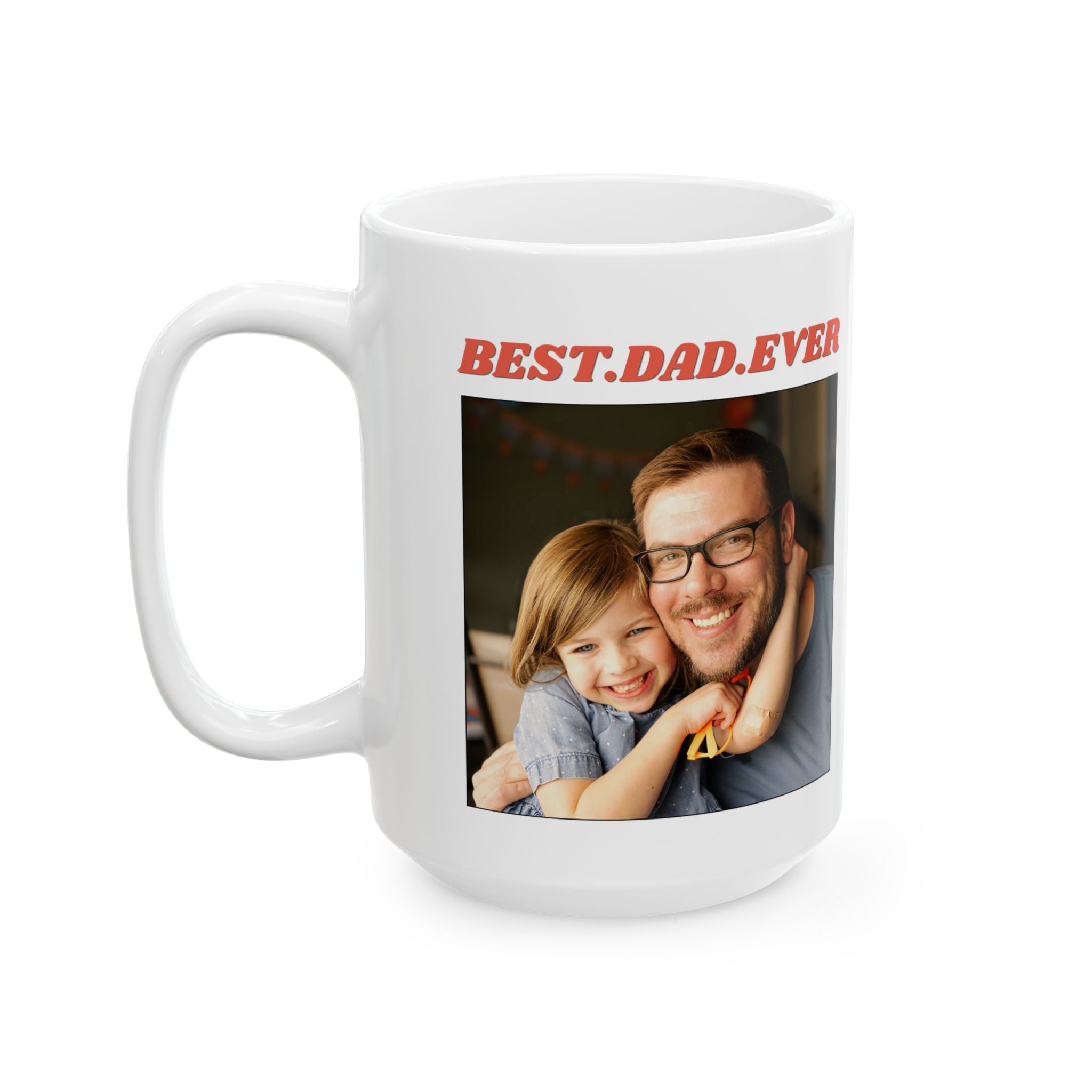 Custom Dad & Kids Photo Mug, Personalized Stoneware Mug, Best Dad Ever Coffee Cup, Father’s Day Gift from Kids, Custom Pottery Mug Gif
