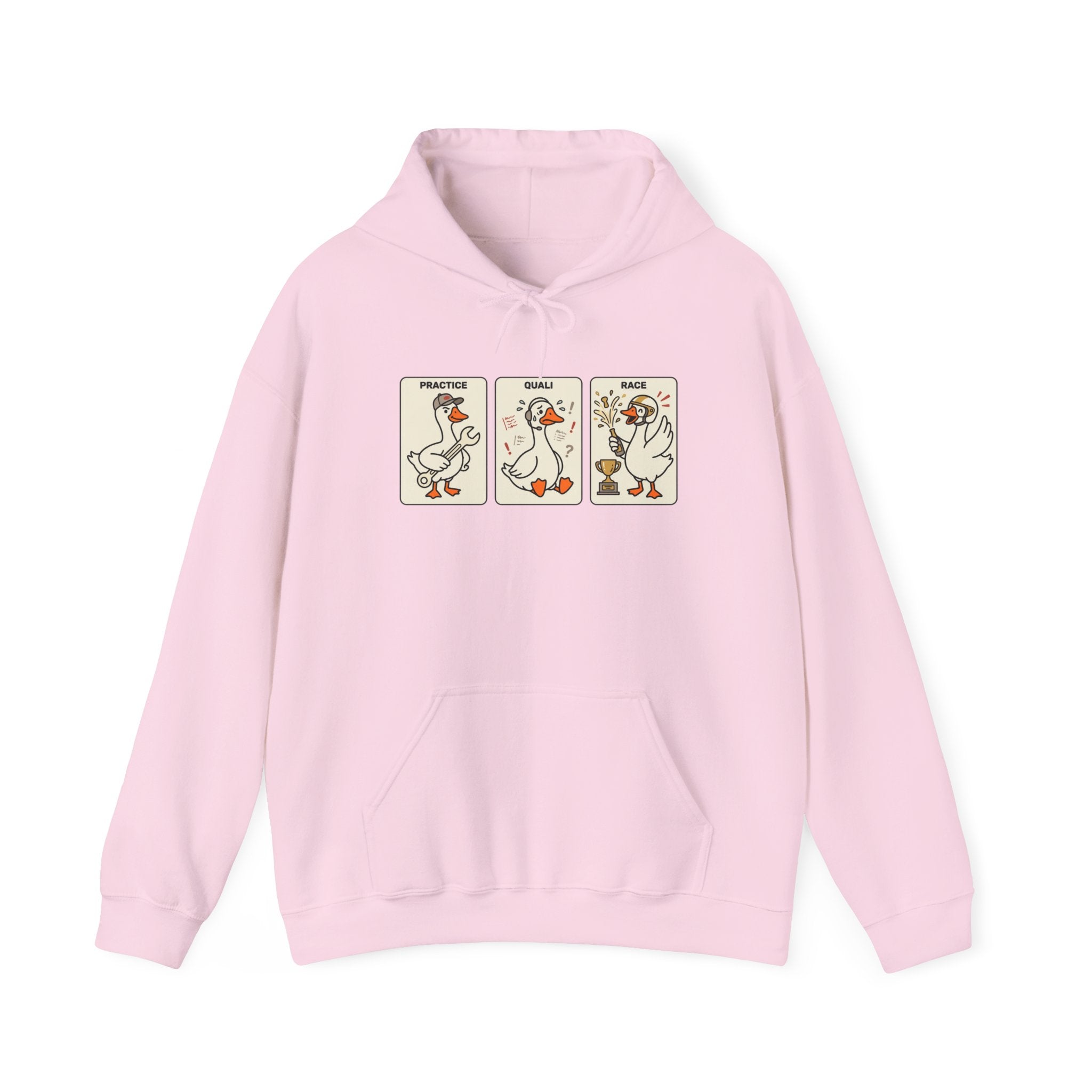 F1 Funny Goose Racing Hoodie – Practice Quali Race Silly Goose Hoodie, Motorsport Goose Sweatshirt, Cute Racing Fan Gift