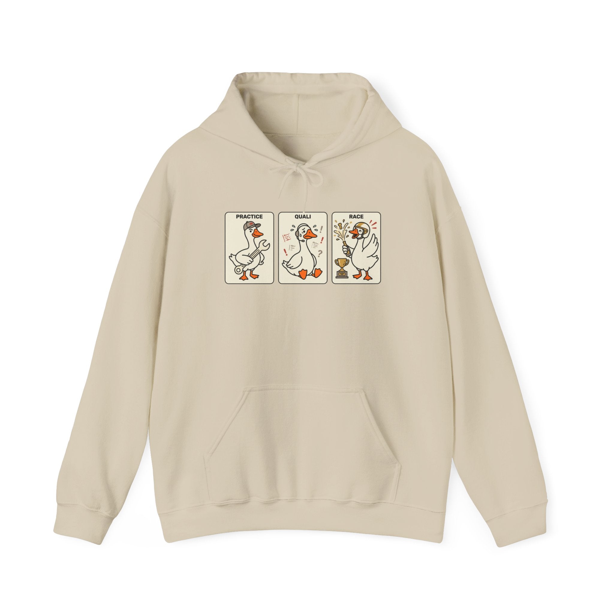F1 Funny Goose Racing Hoodie – Practice Quali Race Silly Goose Hoodie, Motorsport Goose Sweatshirt, Cute Racing Fan Gift