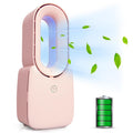 Touchscreen portable desk fan BladeSafe 11.8" Quiet Tower Fan - USB Rechargeable with LED