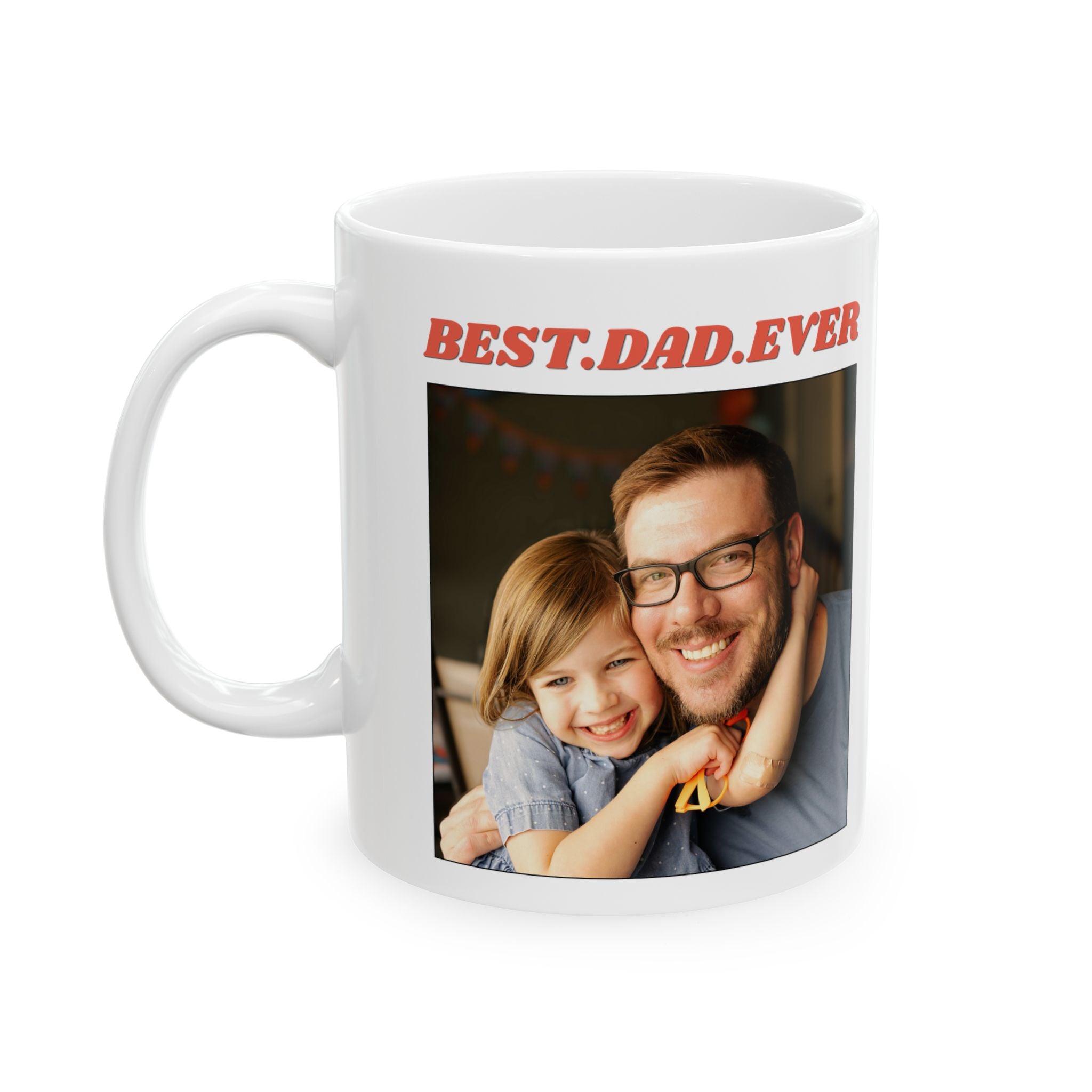 Custom Dad & Kids Photo Mug, Personalized Stoneware Mug, Best Dad Ever Coffee Cup, Father’s Day Gift from Kids, Custom Pottery Mug Gif