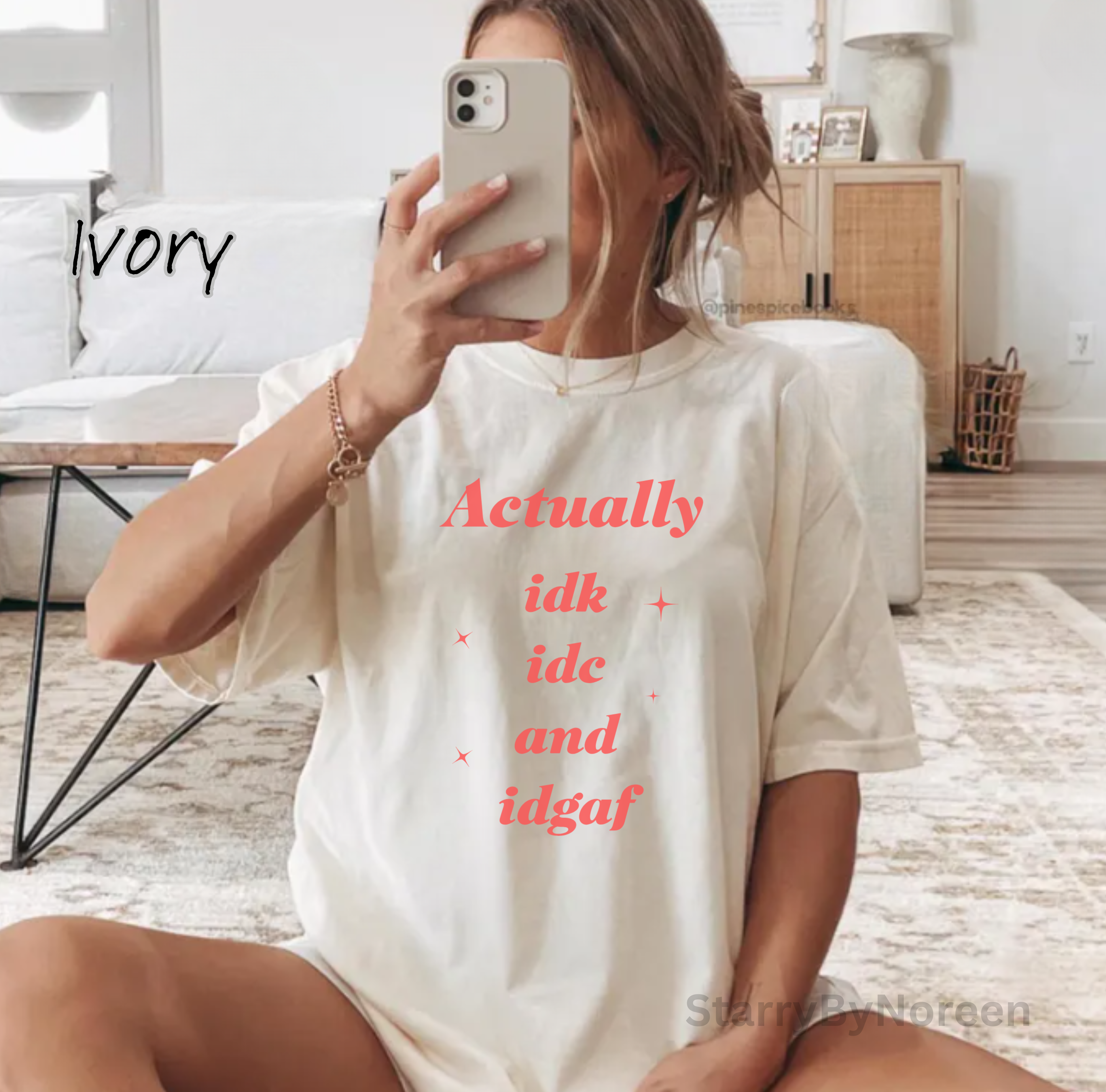 'Actually idk idc idgaf' Casual Attitude Tee - Graphic T-Shirt