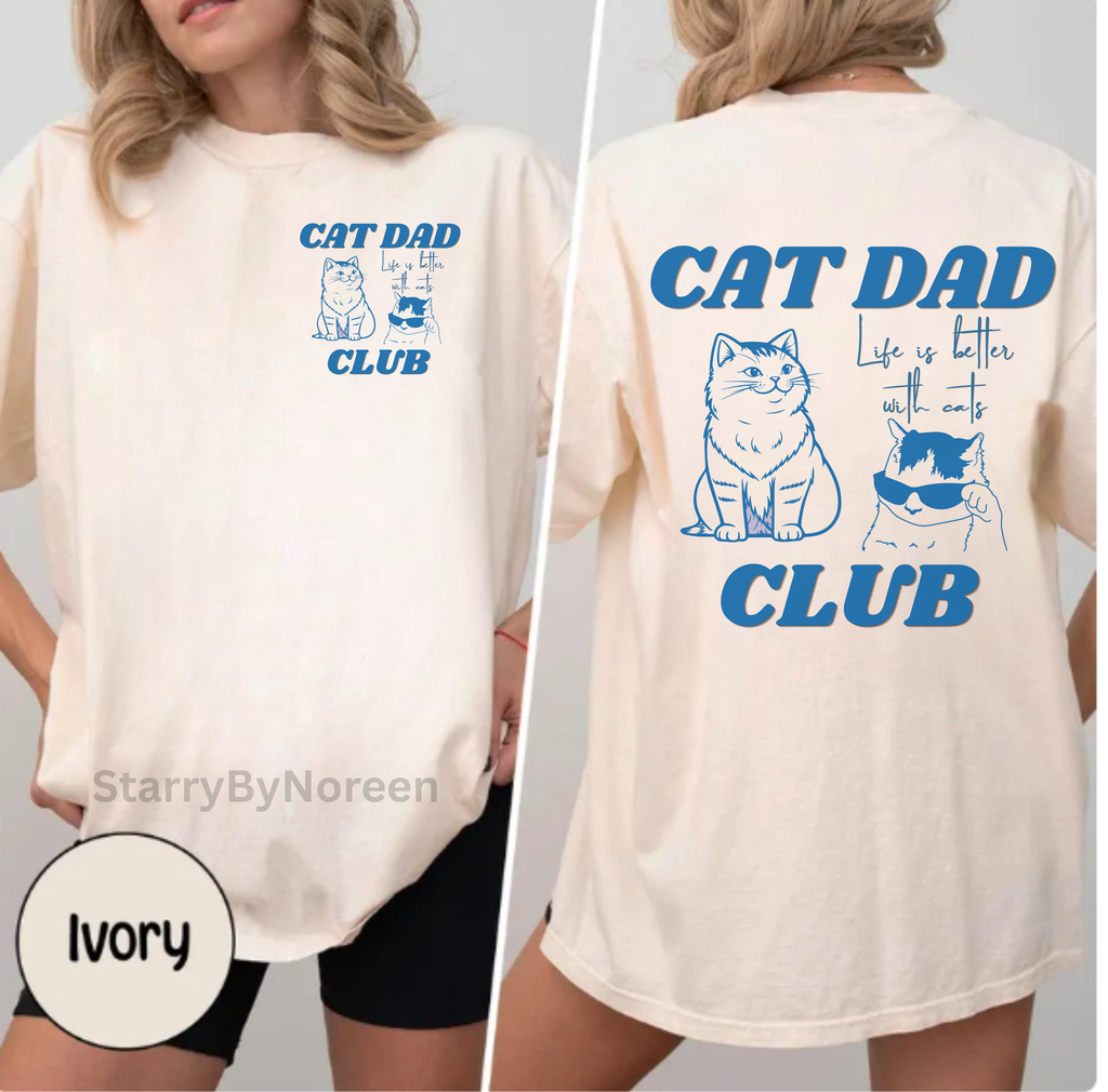 Cat Dad Shirt, Cat Dad Tee, Comfort Colors® Cat Dad Club TShirt, Back Design Tee Funny Cat Shirt, Cat Lover, New Cat Dad Shirt, Pet Parent
