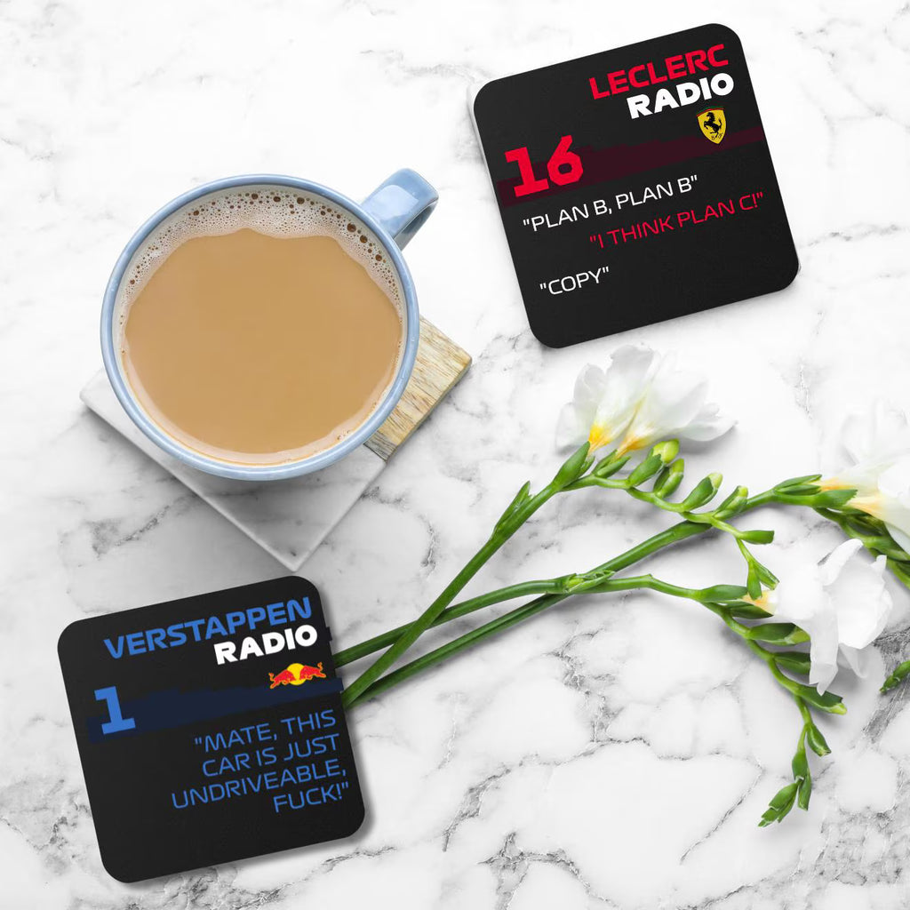 F1 Team Radio Quote Coaster, Formula 1 Fan Gift & Merch, Seat Full of Water