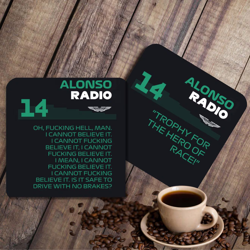 F1 Team Radio Quote Coaster, Formula 1 Fan Gift & Merch, Seat Full of Water
