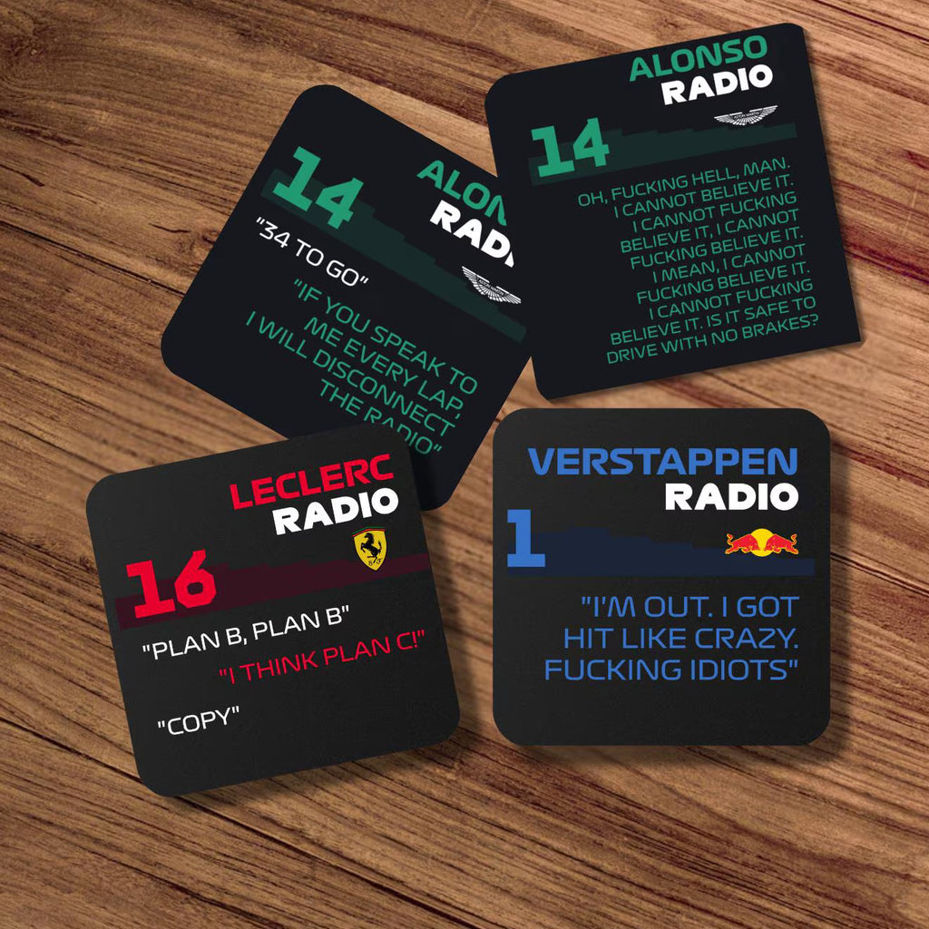 F1 Team Radio Quote Coaster, Formula 1 Fan Gift & Merch, Seat Full of Water