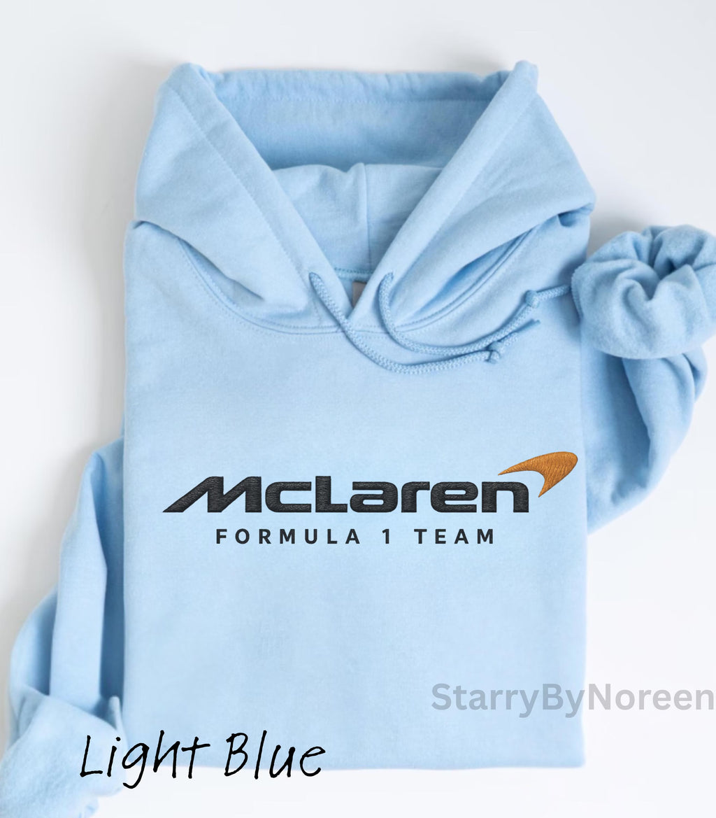 McLaren F1 Embroidered Hoodie, Formula 1 Sweatshirt, Motorsport Fan Gift, Unisex Formula One
