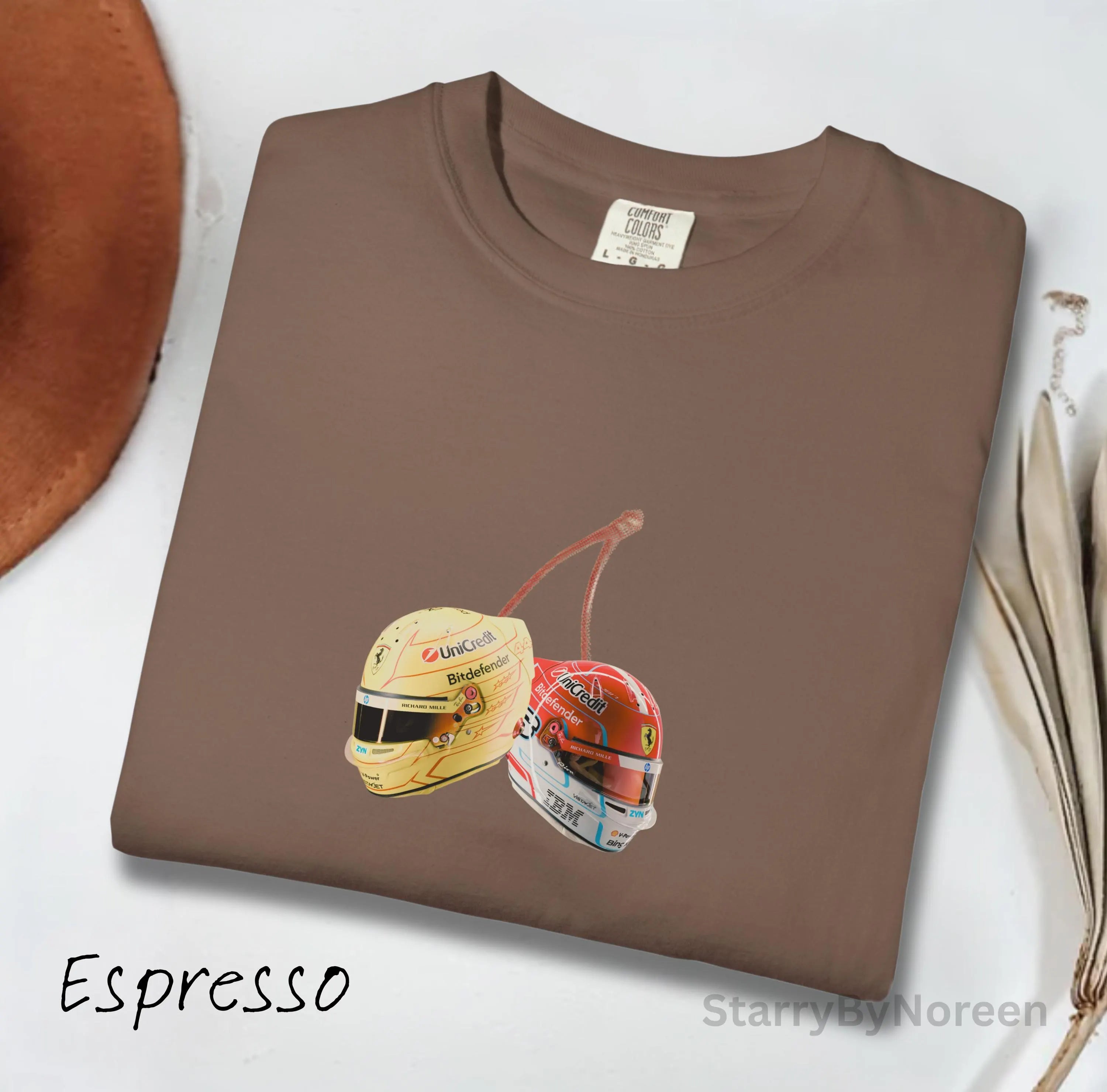Y2K F1 Leclerc & Hamilton Helmet Tee, Ferrari Formula 1 Shirt, Racing Tee for Fans