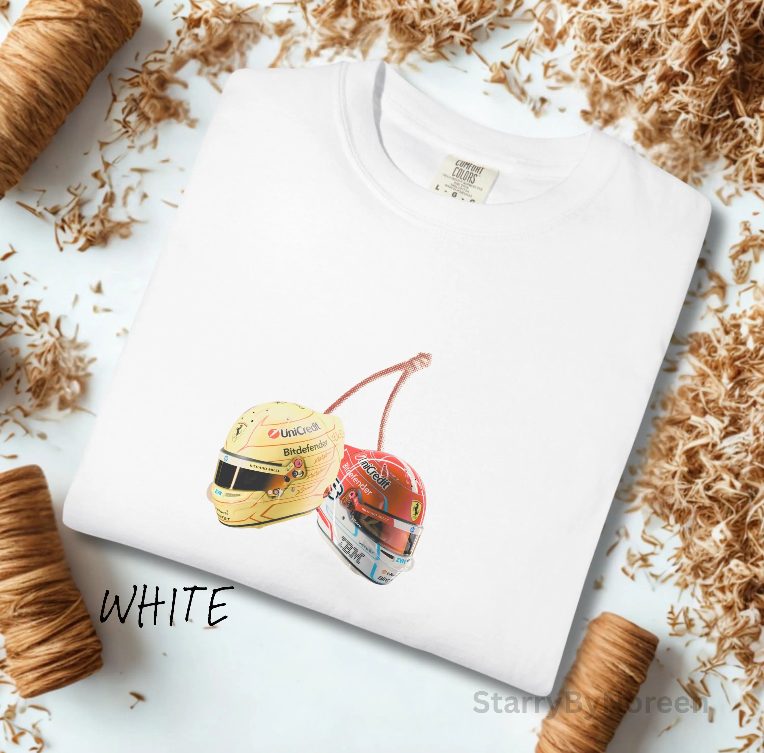 Y2K F1 Leclerc & Hamilton Helmet Tee, Ferrari Formula 1 Shirt, Racing Tee for Fans