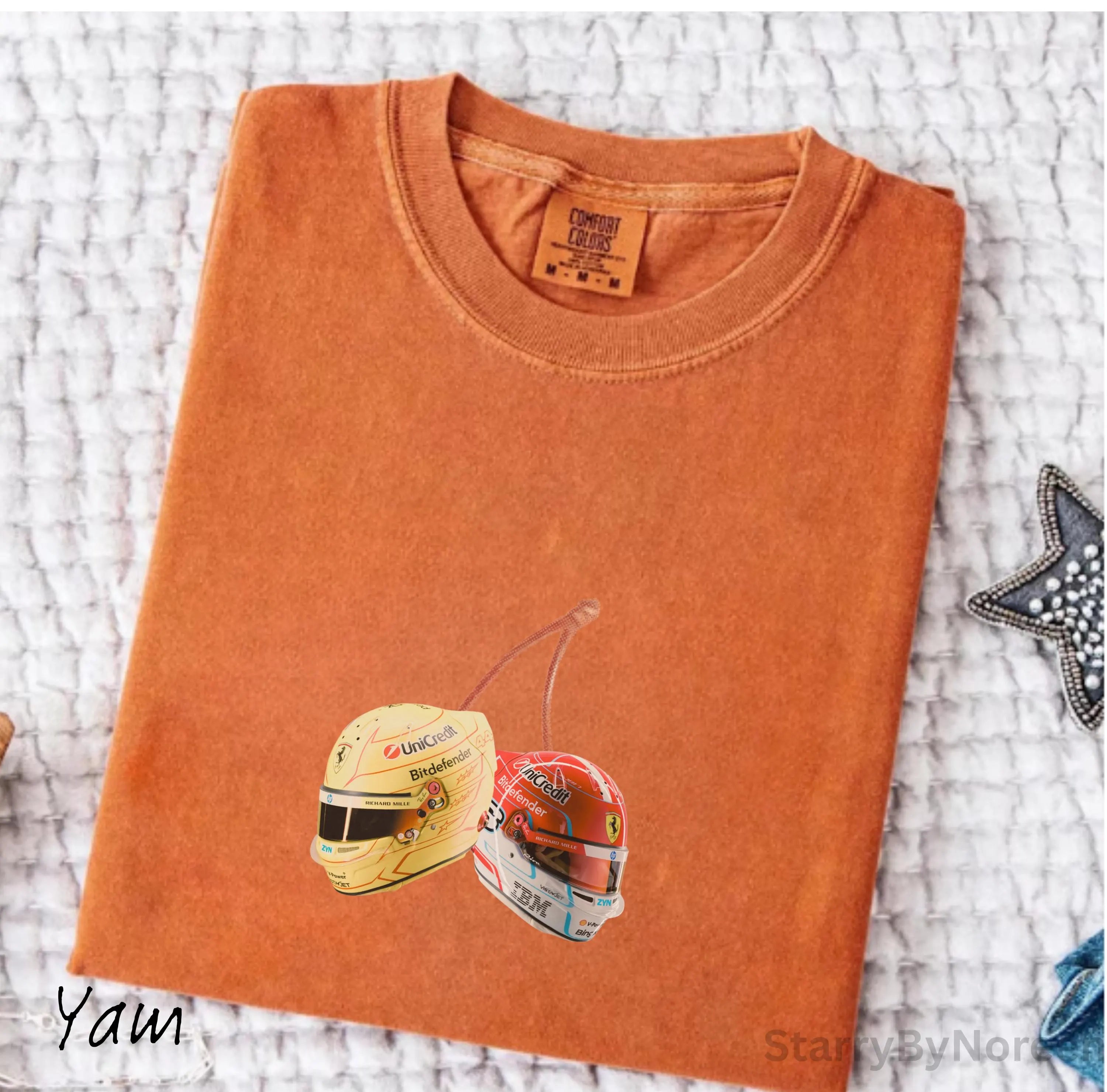 Y2K F1 Leclerc & Hamilton Helmet Tee, Ferrari Formula 1 Shirt, Racing Tee for Fans